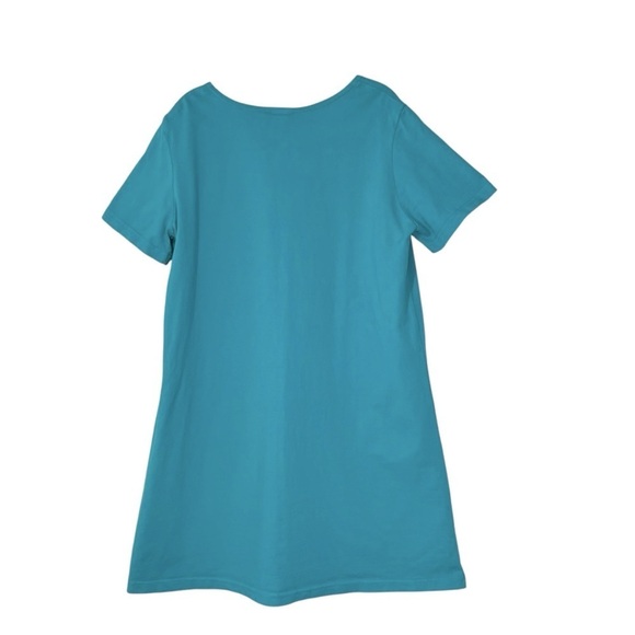 VTG BLUE CACTUS Turquoise Short Sleeve Artsy Boho Cotton Dress Women's Size XL - Picture 14 of 16